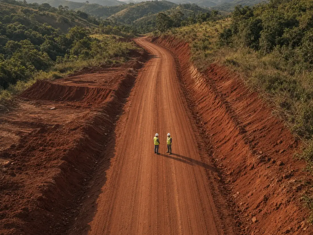 Frente de terraplanagem em execução
